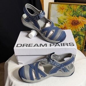 Dream Pairs Navy and Gray Outdoor Comfort Sandals